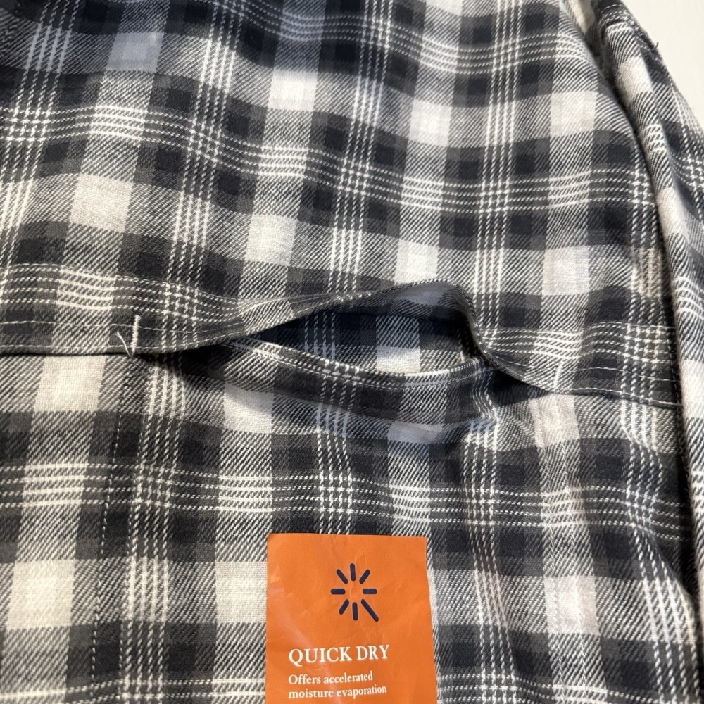 NWT Croft Barrow Flannel Shirt Men Large Wicking Ventilation Quick Dry Gray - Picture 4 of 9